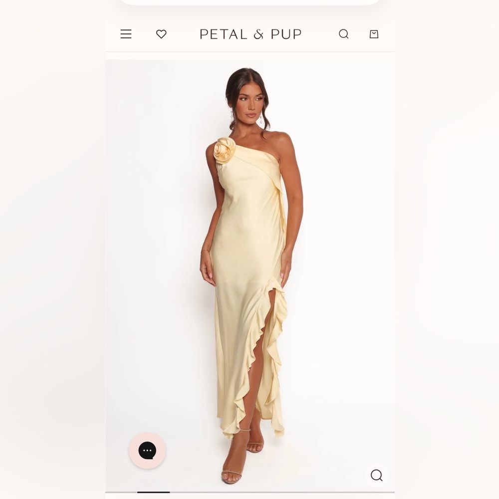 Petal & Pup butter yellow One-Shoulder Dress with Floral Detail